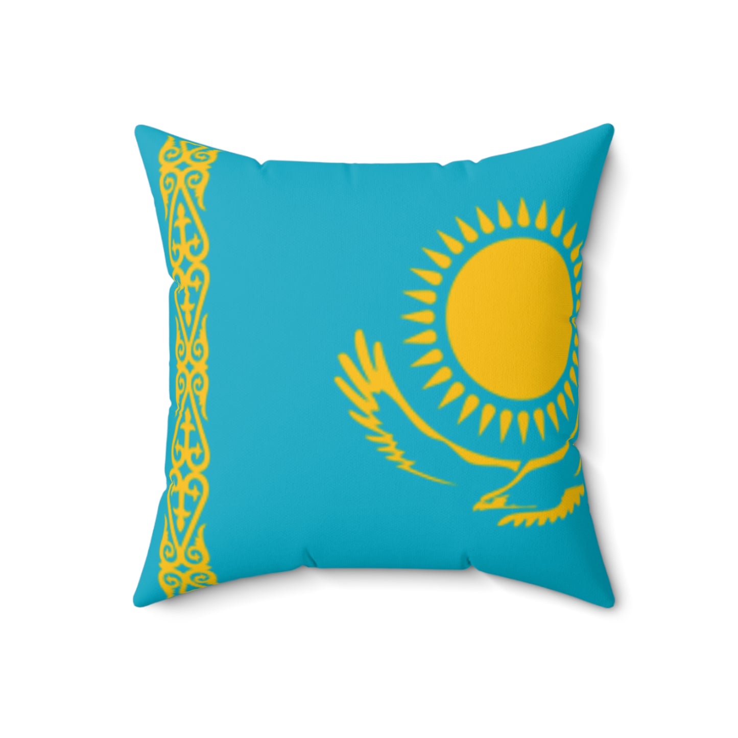 Kazakhstan Flag Design Square Pillow - Spun Polyester