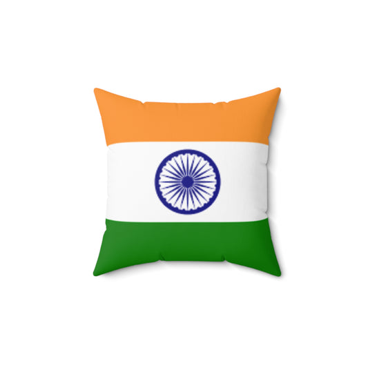 Indian Flag Decorative Pillow - Spun Polyester Square Cushion