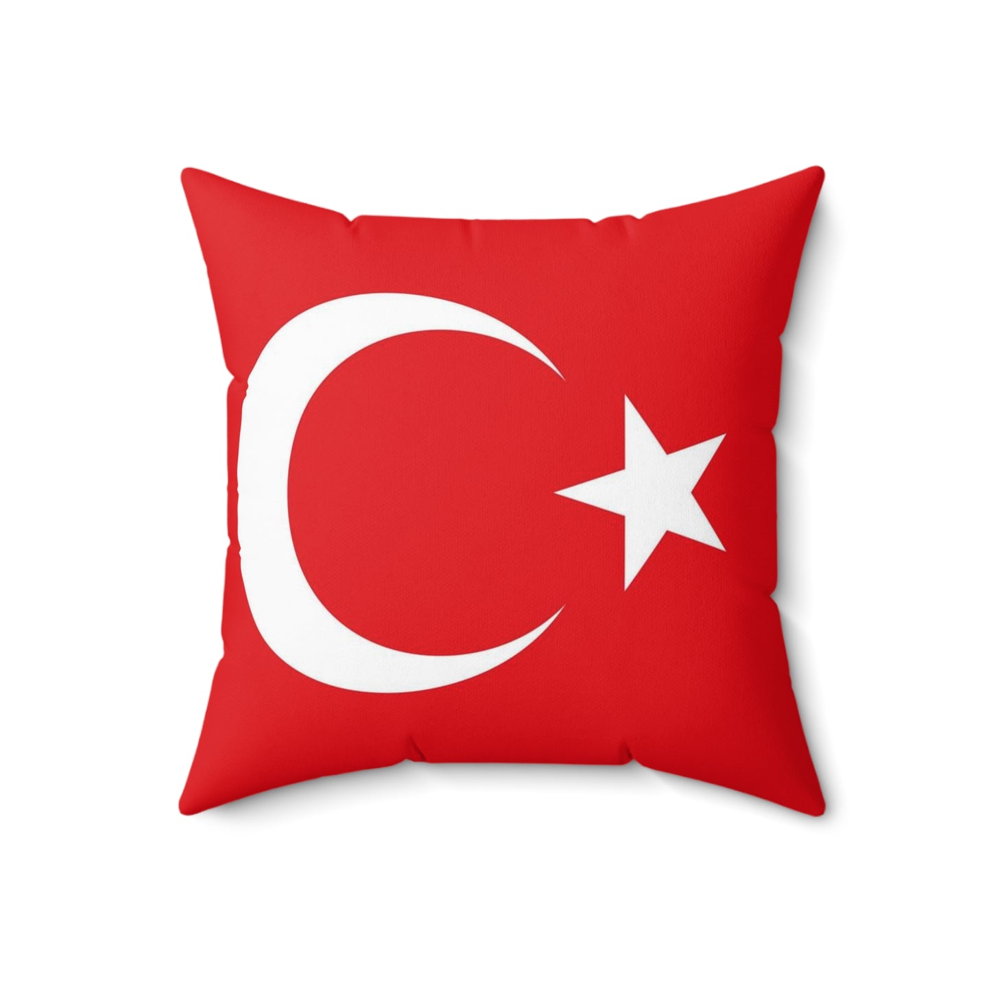 Turkish Flag Square Pillow – Red Polyester Cushion for Home Décor & Holidays