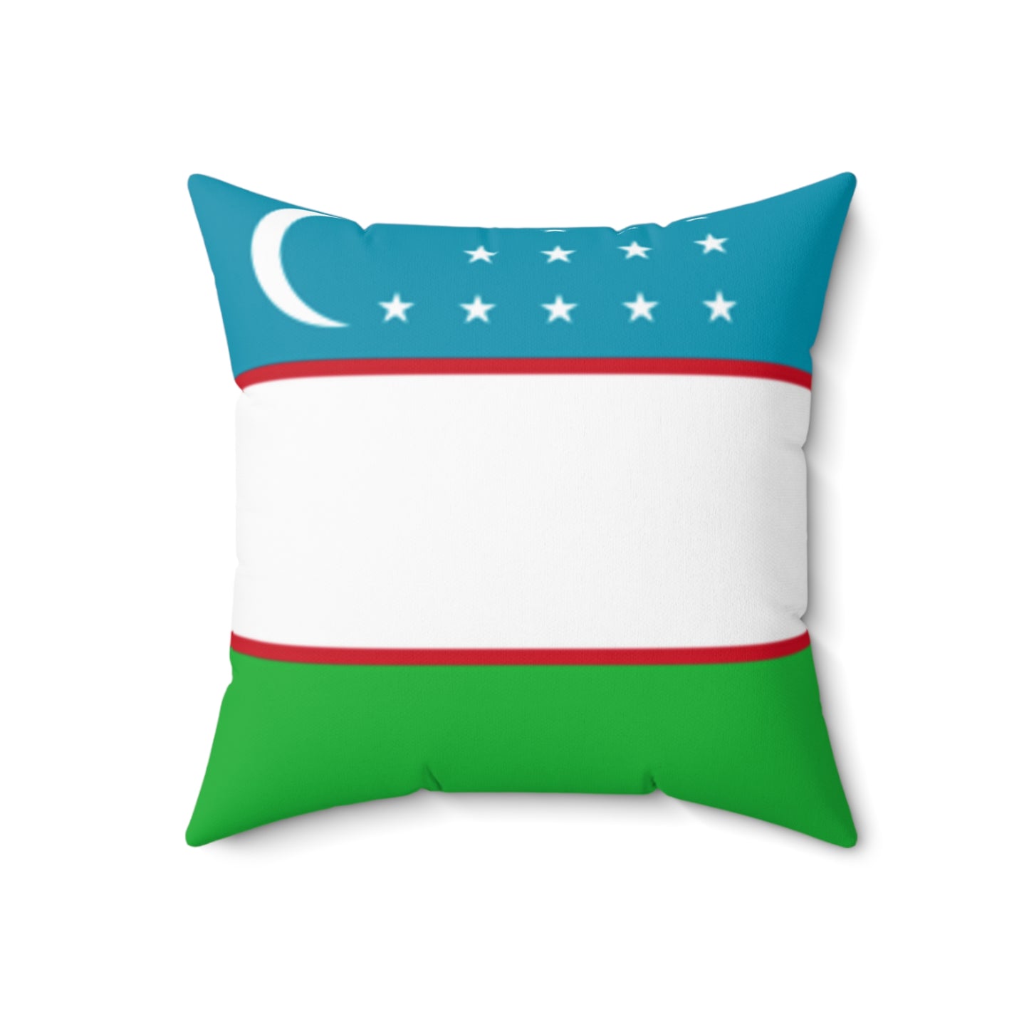 Uzbekistan Flag Decorative Pillow - Spun Polyester Square Cushion