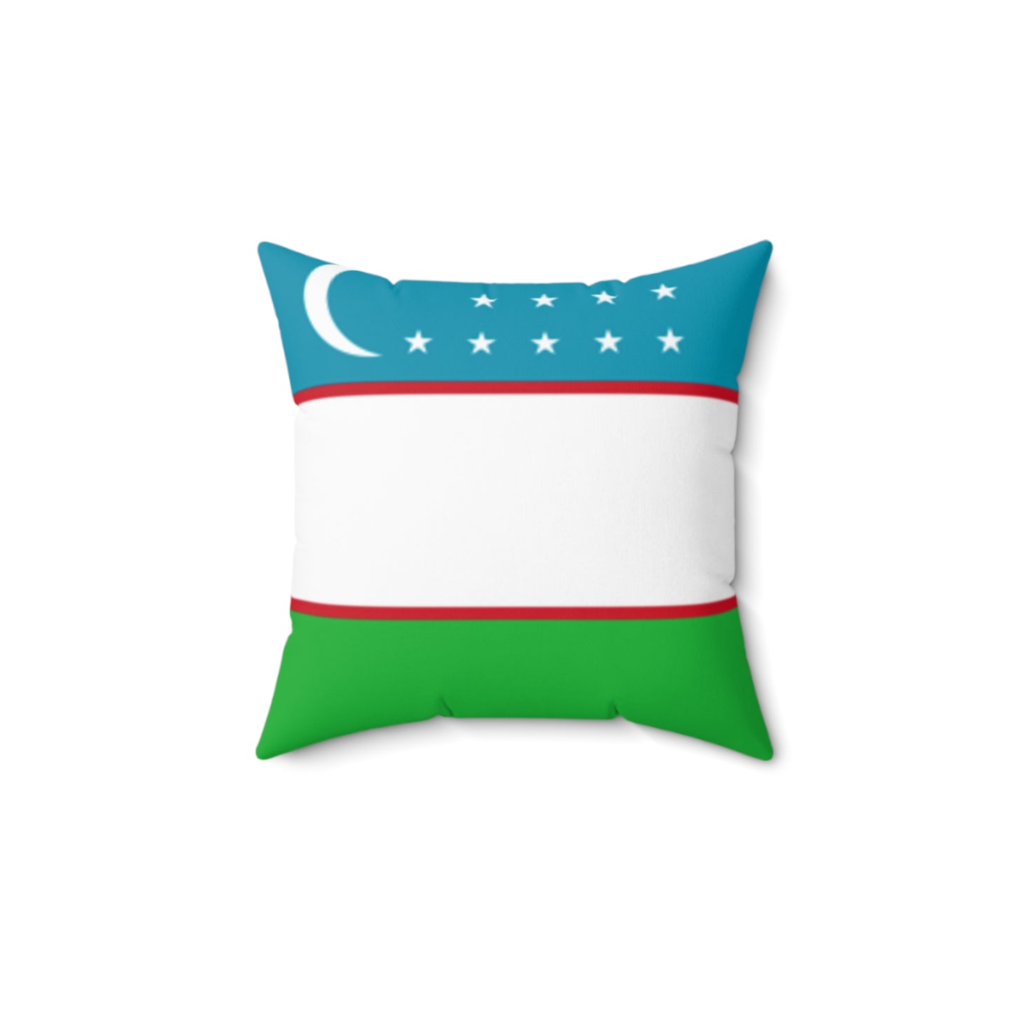 Uzbekistan Flag Decorative Pillow - Spun Polyester Square Cushion