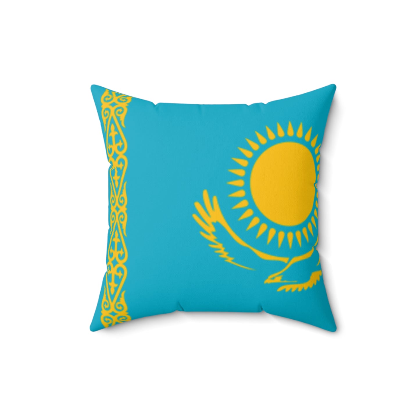 Kazakhstan Flag Design Square Pillow - Spun Polyester