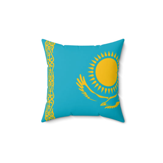 Kazakhstan Flag Design Square Pillow - Spun Polyester