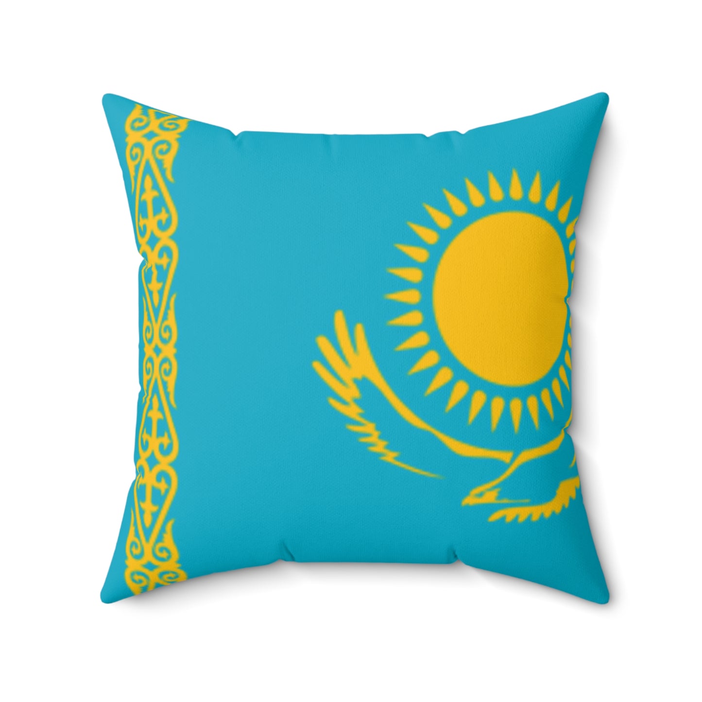 Kazakhstan Flag Design Square Pillow - Spun Polyester